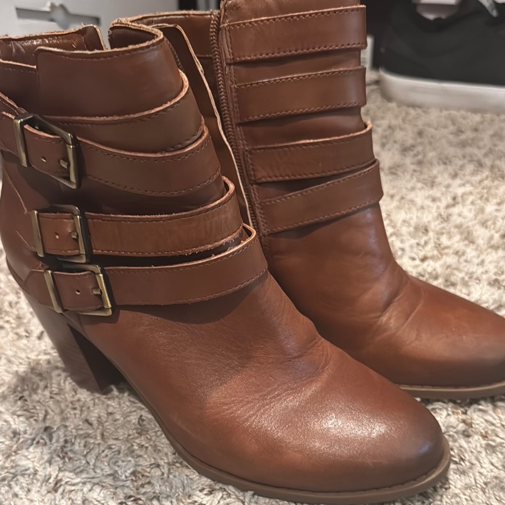 INC International Concepts Brown Ankle Booties with Straps